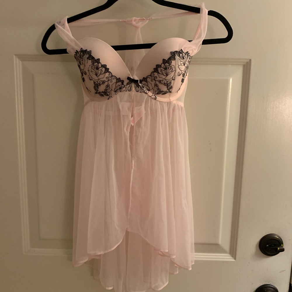Victoria’s Secret Pink Sheer Bra Top Negligee